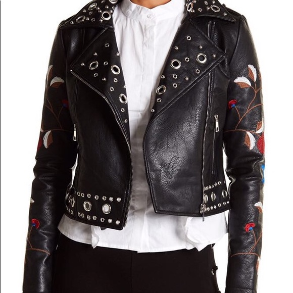 Embroidered Biker Jacket NWOT - Picture 6 of 8